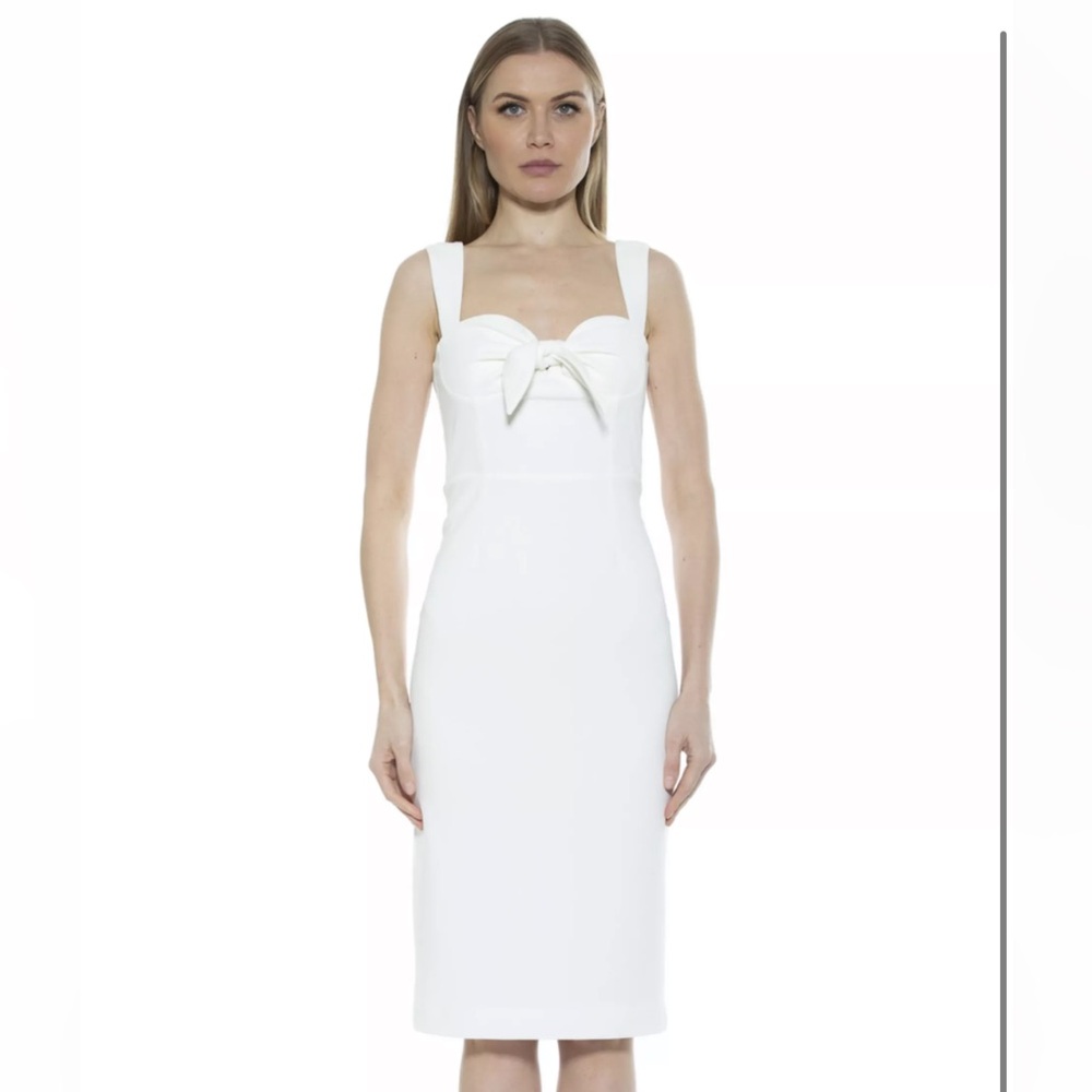 ALEXIA ADMOR Front Bow Juniper Midi Sheath Dress